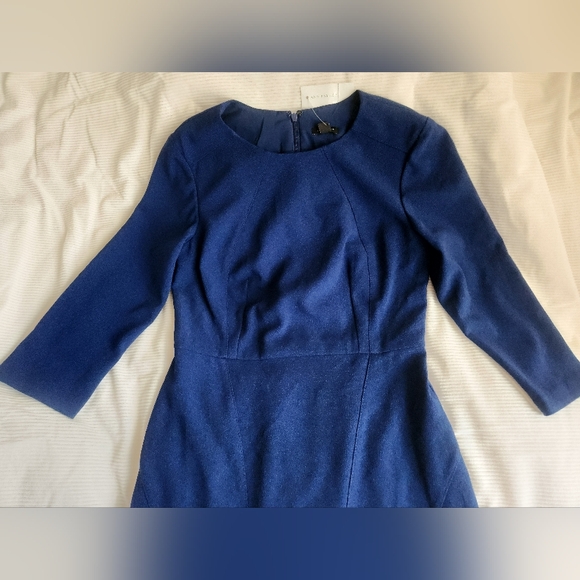 Ann Taylor Sheath Dress Flounced Hem 3/4 Sleeves Royal Blue Sz 2 NWT - Picture 16 of 16